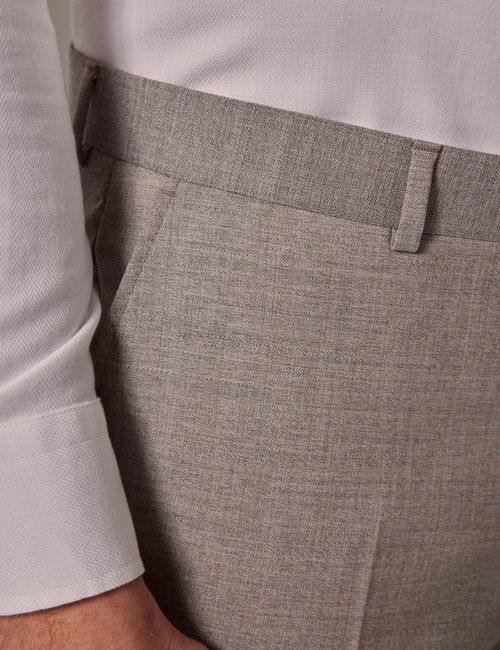 Beige Crepe Tailored Italian Suit Trousers - 1913 Collection-preview