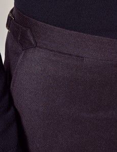 Dark Purple Slim Flannel Suit Pants With Side Adjusters - 1913 Collection-preview1