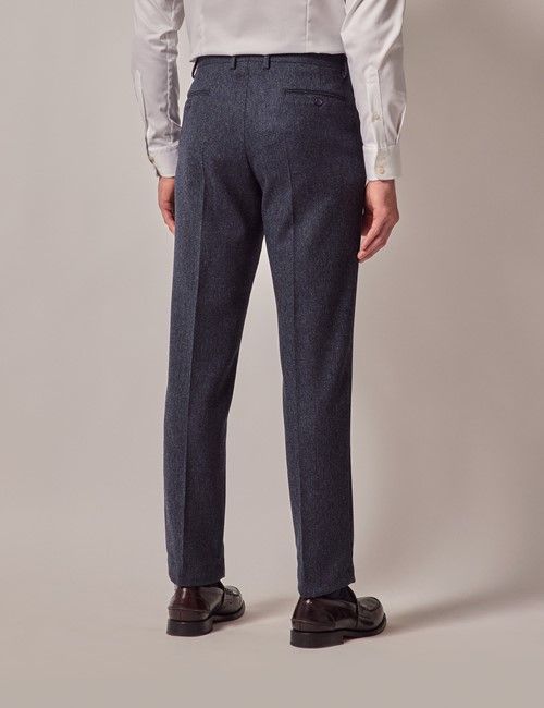 Blue Merino Herringbone Tweed Slim Suit Pants - 1913 Collection-preview