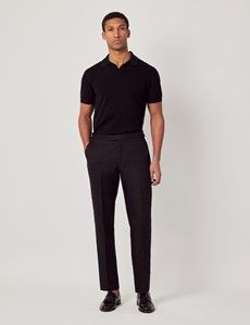 Black Italian Linen Tailored Fit Suit Pants With Side Adjusters - 1913 Collection-preview2