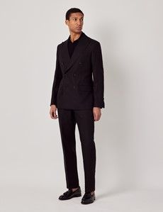 Black Italian Linen Tailored Fit Suit Pants With Side Adjusters - 1913 Collection-preview3