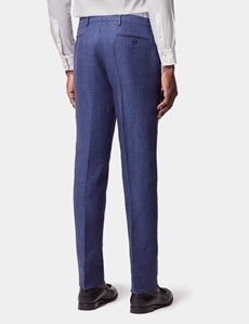 Tailored Fit Royal Blue Semi Plain 1913 Linen Suit Trousers