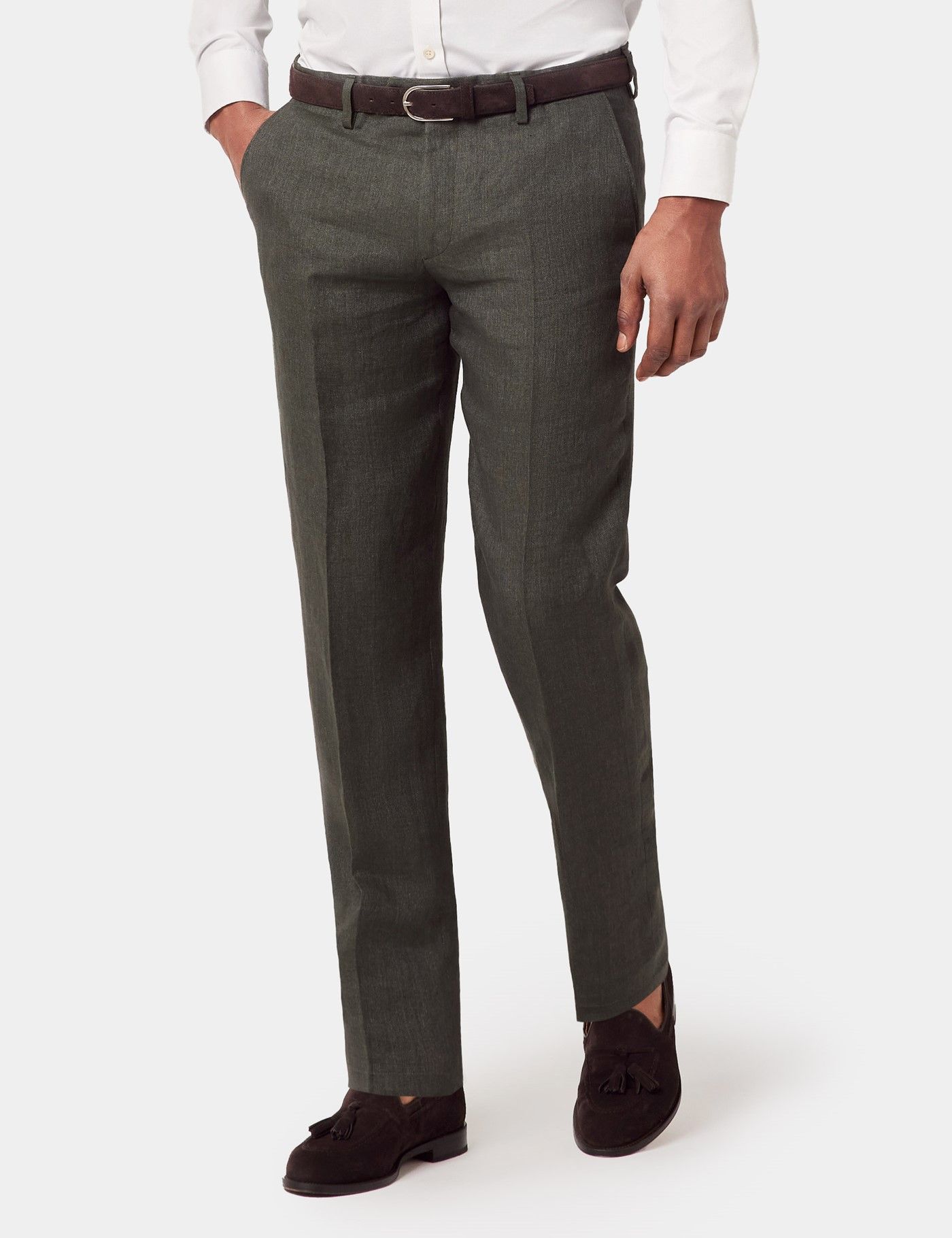Tailored Fit Dark Green Semi Plain 1913 Suit Pants