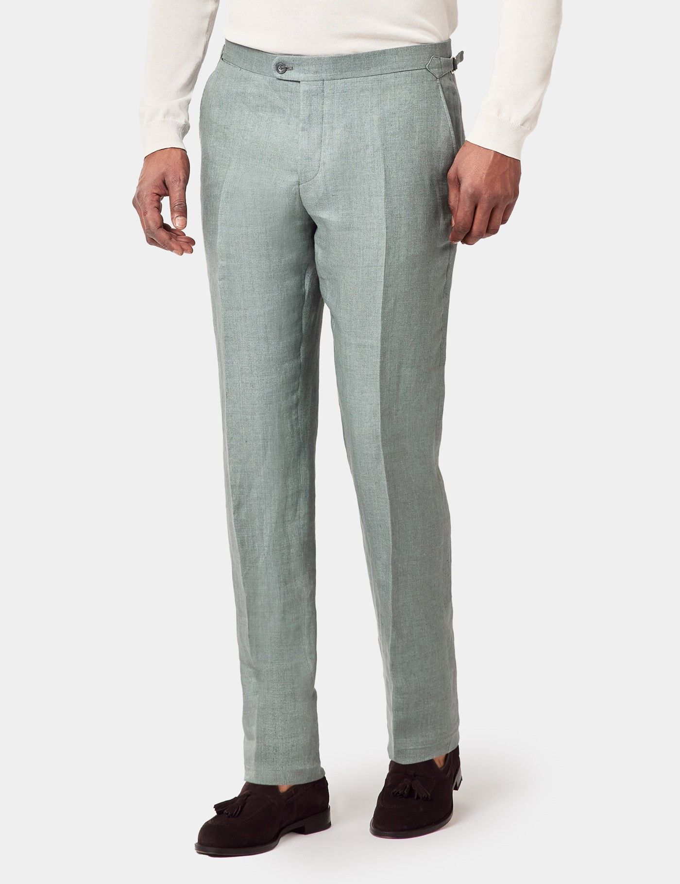 Slim Fit Sea Green 1913 Suit Pants With Side Adjusters