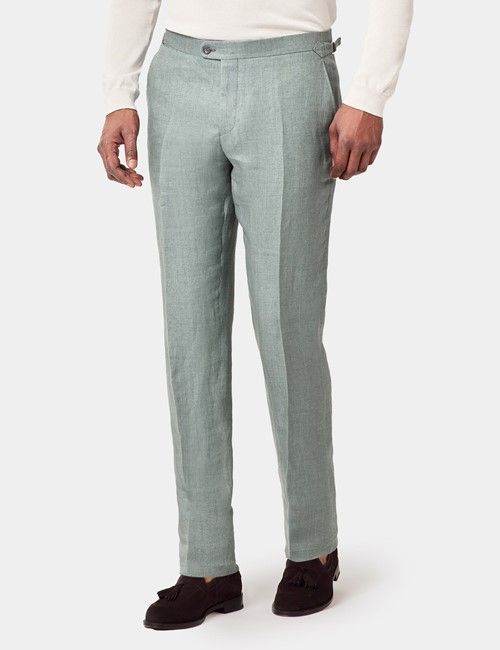 Slim Fit Sea Green 1913 Suit Pants With Side Adjusters