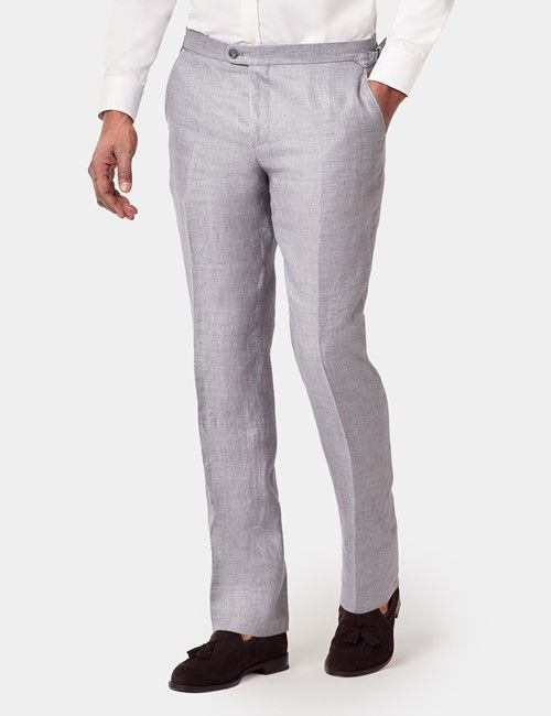 Slim Fit Mid Grey Twill 1913 Suit Pants With Side Adjusters
