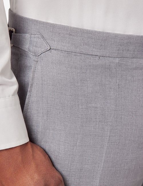 Slim Fit Mid Grey Twill 1913 Suit Pants With Side Adjusters-preview