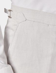 Slim Fit Pale Grey 1913 Suit Trousers With Side Adjusters