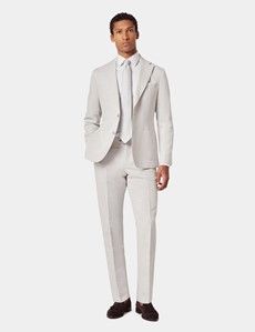 Slim Fit Pale Grey 1913 Suit Trousers With Side Adjusters