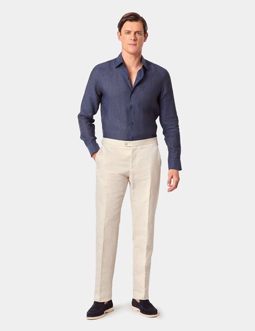 Slim Fit Beige 1913 Suit Pants With Side Adjusters