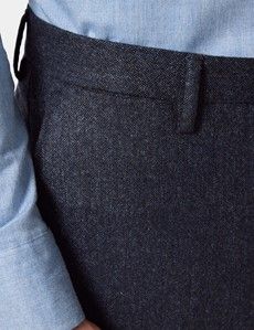 Slim Fit Blue Hopsack 1913 Suit Trousers