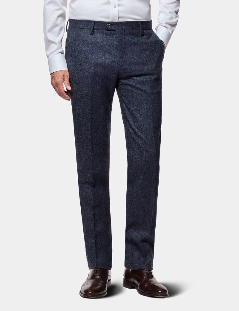 Slim Fit Blue Hopsack 1913 Suit Trousers thumbnail 2
