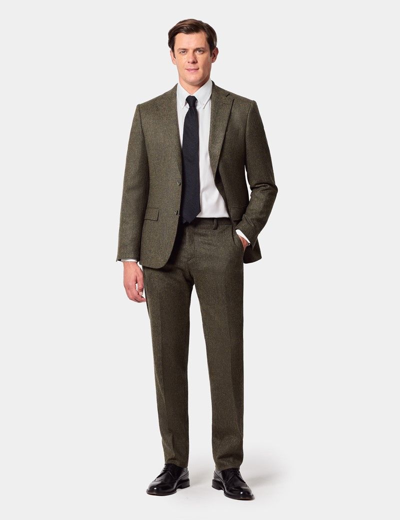 Slim Fit Green Herringbone 1913 Suit Trousers thumbnail 5