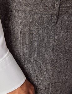 Tailored Fit Taupe Herringbone 1913 Suit Trousers