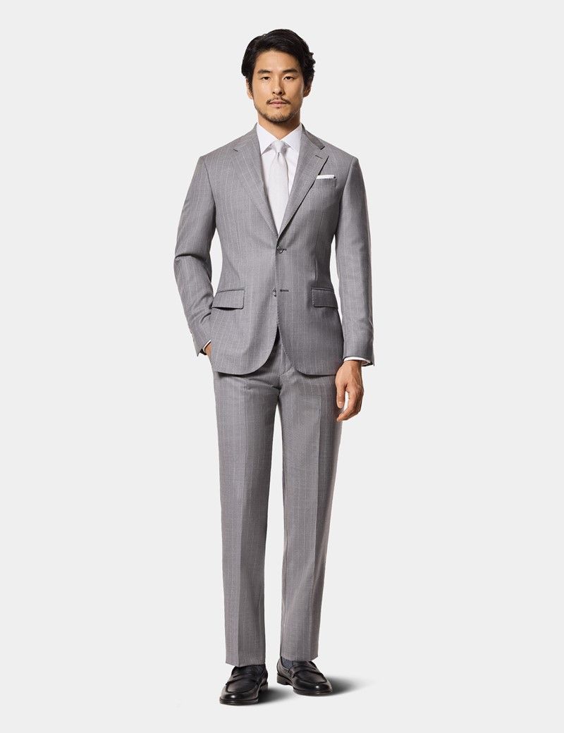 Tailored Fit Light Grey Stripe 1913 Suit Trousers thumbnail 4