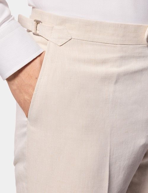 Cream Premium Button Through Zig Zag Stitch Polo Shirt