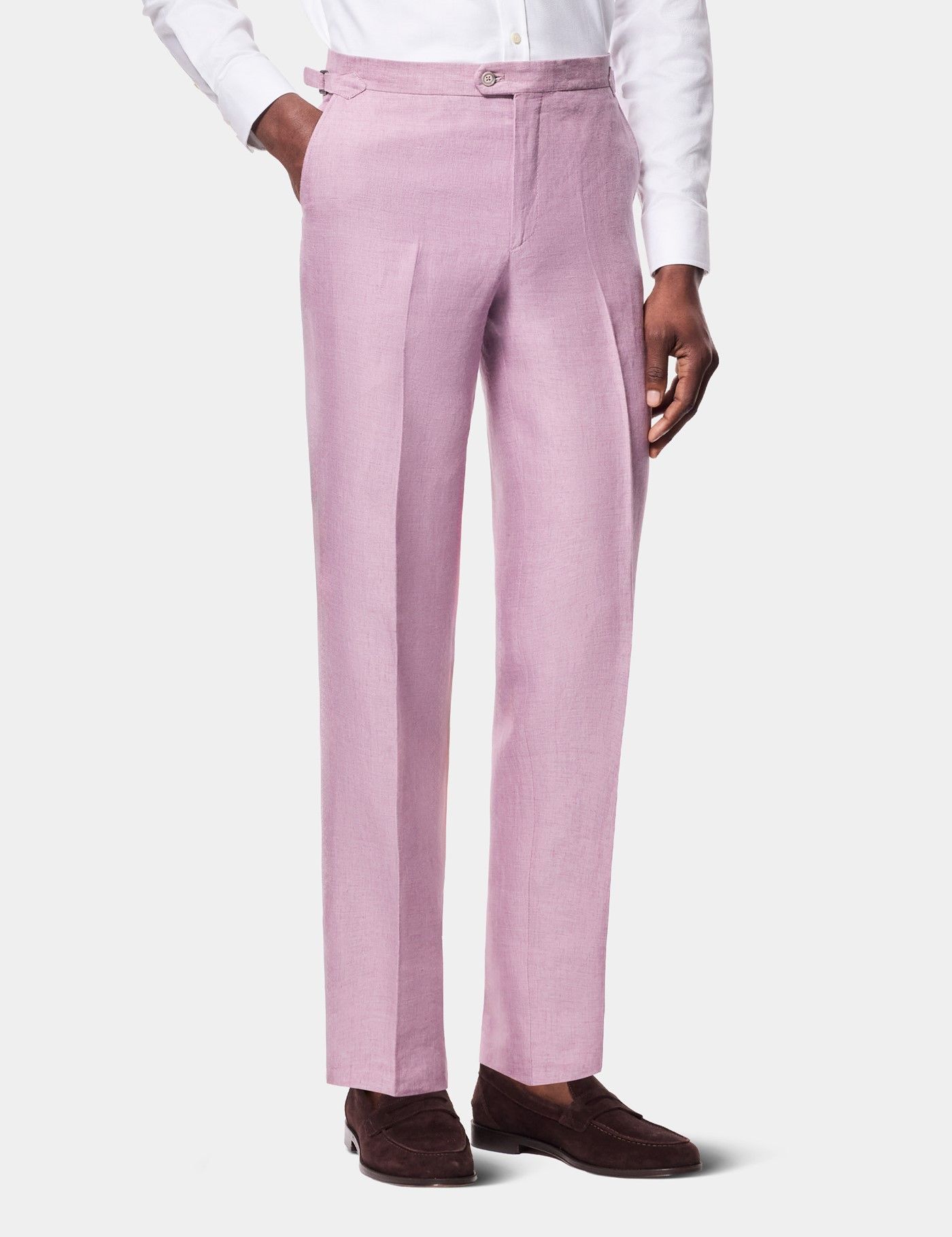 Men's Tailored Fit Lilac 1913 Linen Suit Pants With Side Adjusters | Hawes  & Curtis