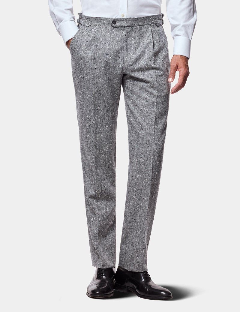 Tailored Fit Black & White Tweed 1913 Suit Trousers With Side Adjusters thumbnail 2