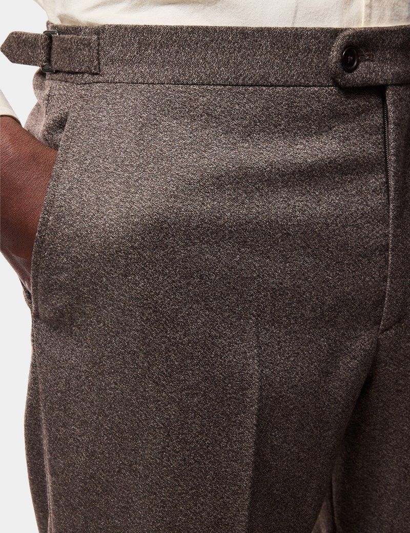 Tailored Fit Brown Mouline 1913 Suit Trousers With Side Adjusters thumbnail 3