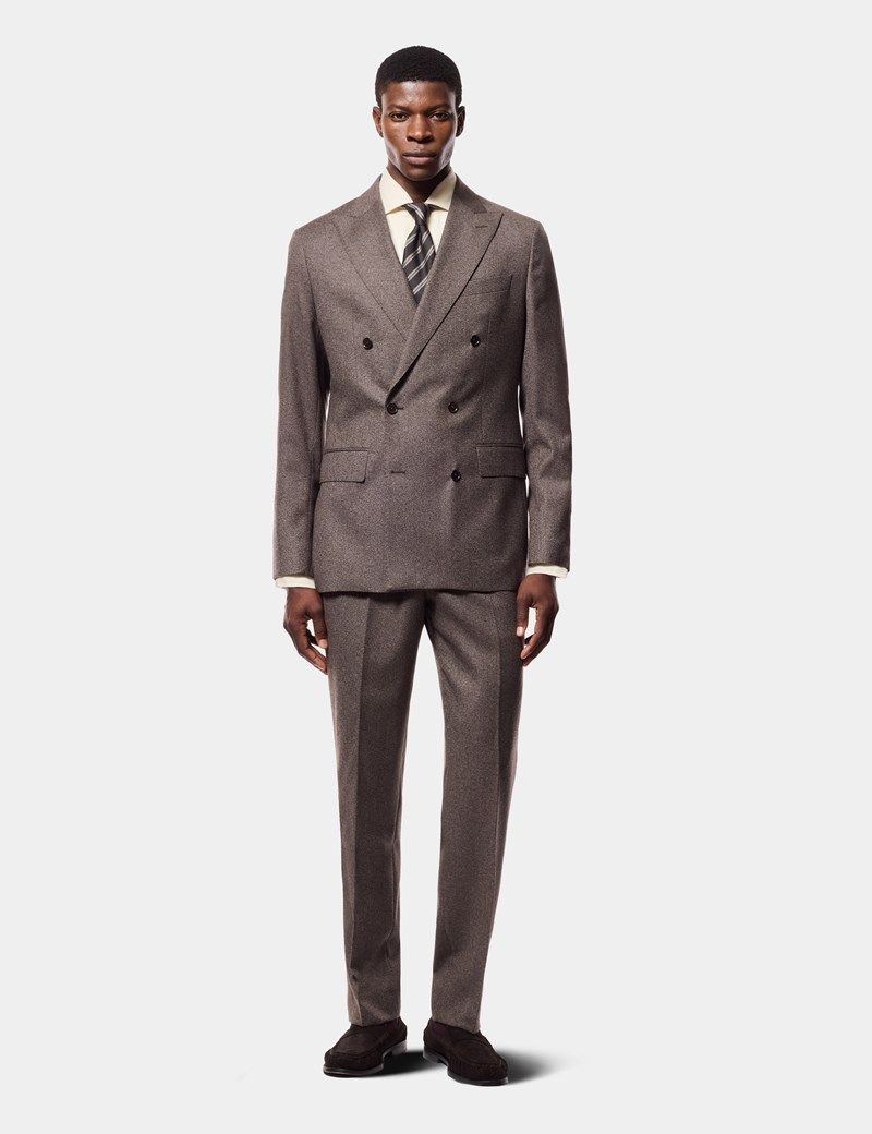 Tailored Fit Brown Mouline 1913 Suit Trousers With Side Adjusters thumbnail 5