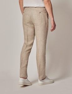 Natural Herringbone Tailored Italian Linen Hemmed Trousers – 1913 Collection-preview2