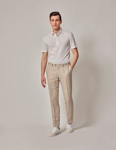 Natural Herringbone Tailored Italian Linen Hemmed Trousers – 1913 Collection-preview3