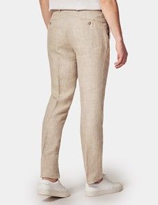Tailored Fit Natural Herringbone 1913 Linen Trousers
