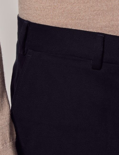 Navy Brushed Twill Italian Trousers - 1913 Collection-preview