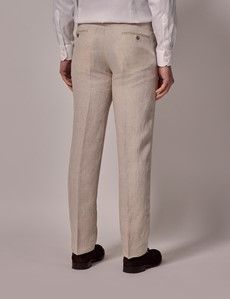 Cream Tailored Italian Linen Hemmed Pants - 1913 Collection-preview2