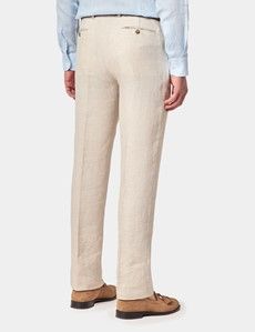 Cream Tailored Italian Linen Hemmed Pants - 1913 Collection-preview2