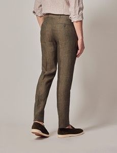 Dark Green Linen Tailored Italian Suit Trousers - 1913 Collection-preview2