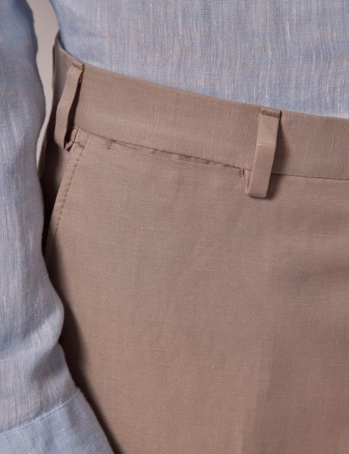 Taupe Cotton-Linen Tailored Trousers - 1913 Collection-preview