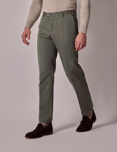 Green Cotton-Linen Tailored Trousers - 1913 Collection