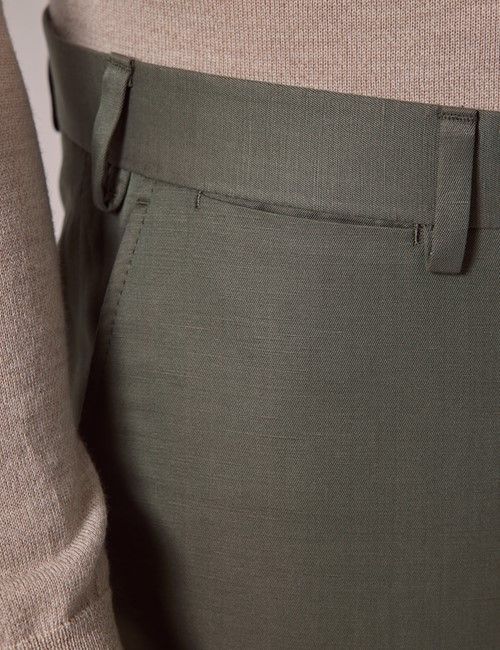 Green Cotton-Linen Tailored Trousers - 1913 Collection-preview