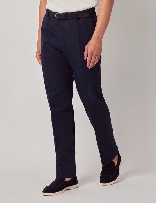 Navy Cotton-Linen Tailored Trousers - 1913 Collection-preview