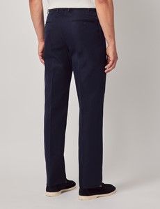 Navy Cotton-Linen Tailored Trousers - 1913 Collection-preview3