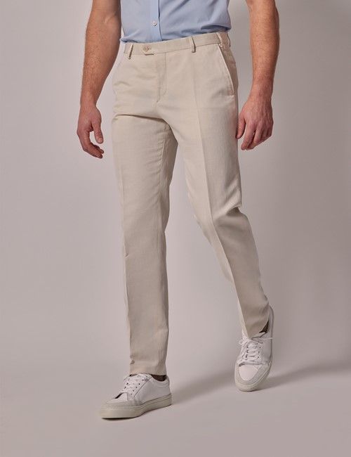Cream Cotton-Linen Tailored Trousers - 1913 Collection
