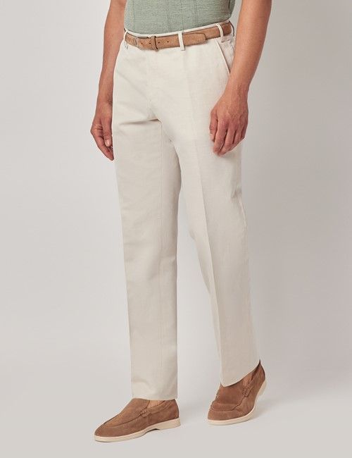 Stone Cotton-Linen Tailored Trousers - 1913 Collection-preview