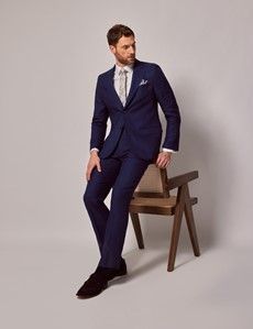 Royal Blue  Herringbone Tailored Linen Pants – 1913 Collection-preview3