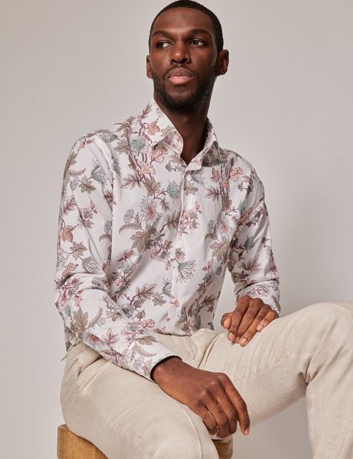 Cream Linen Tailored Fit Pleated Suit Pants-preview
