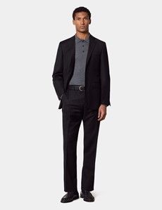 Tailored Fit Black Twill Suit Trousers