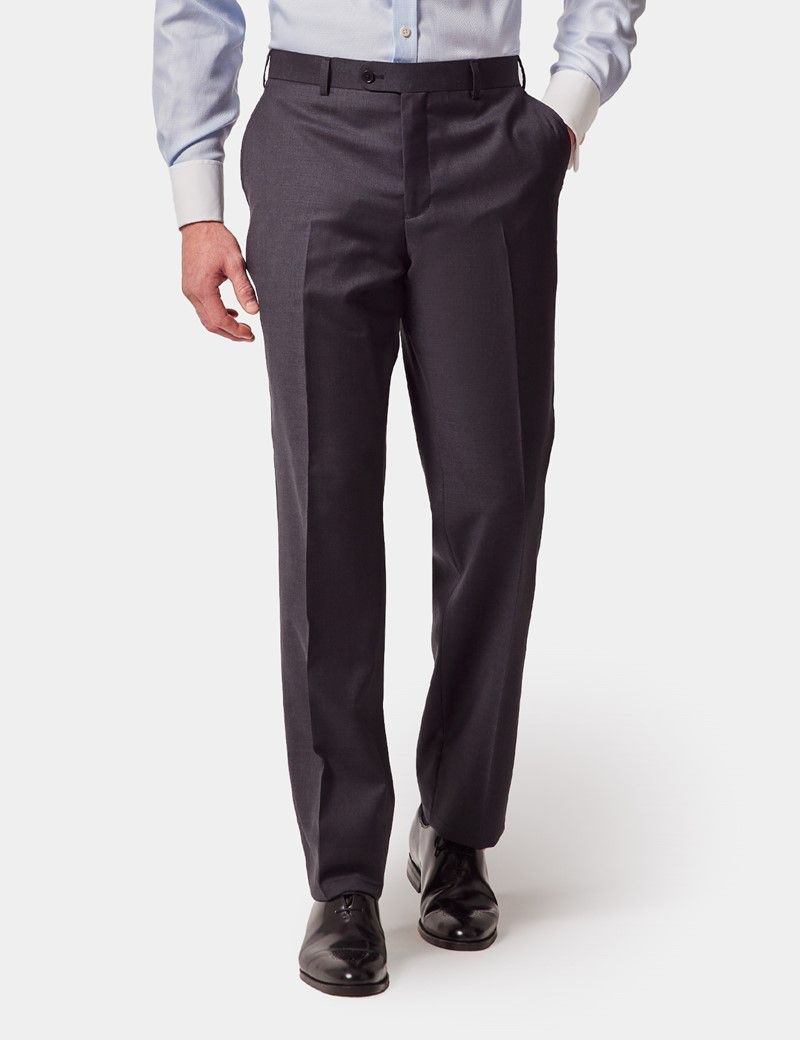 Tailored Fit Dark Charcoal Twill Suit Trousers