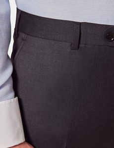Tailored Fit Dark Charcoal Twill Suit Trousers