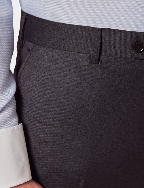 Men's Dark Charcoal Twill Tailored Suit Pants| Hawes and Curtis