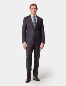 Tailored Fit Dark Charcoal Twill Suit Trousers
