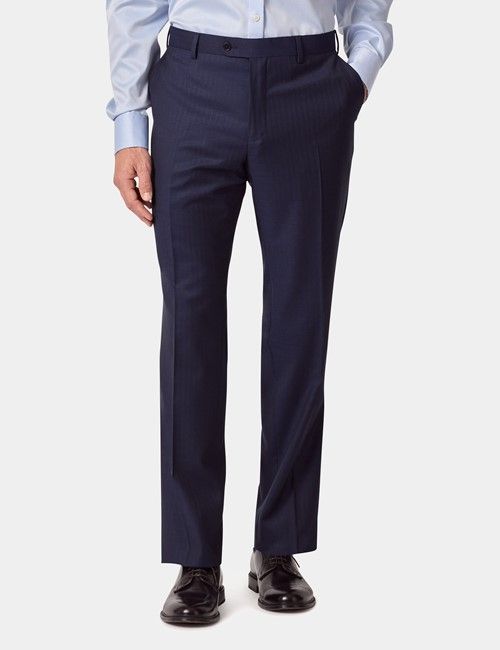Tailored Fit Navy Herringbone Suit Pants