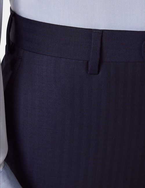Tailored Fit Navy Herringbone Suit Pants-preview