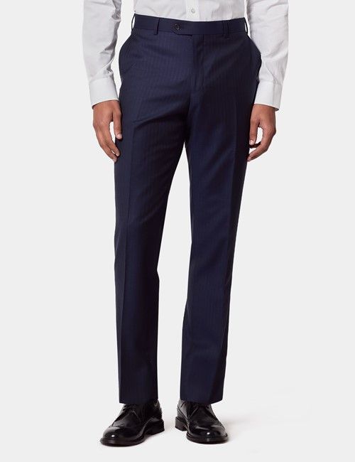 Slim Fit Blue & White Check Pin Point Non-Iron Oxford Shirt