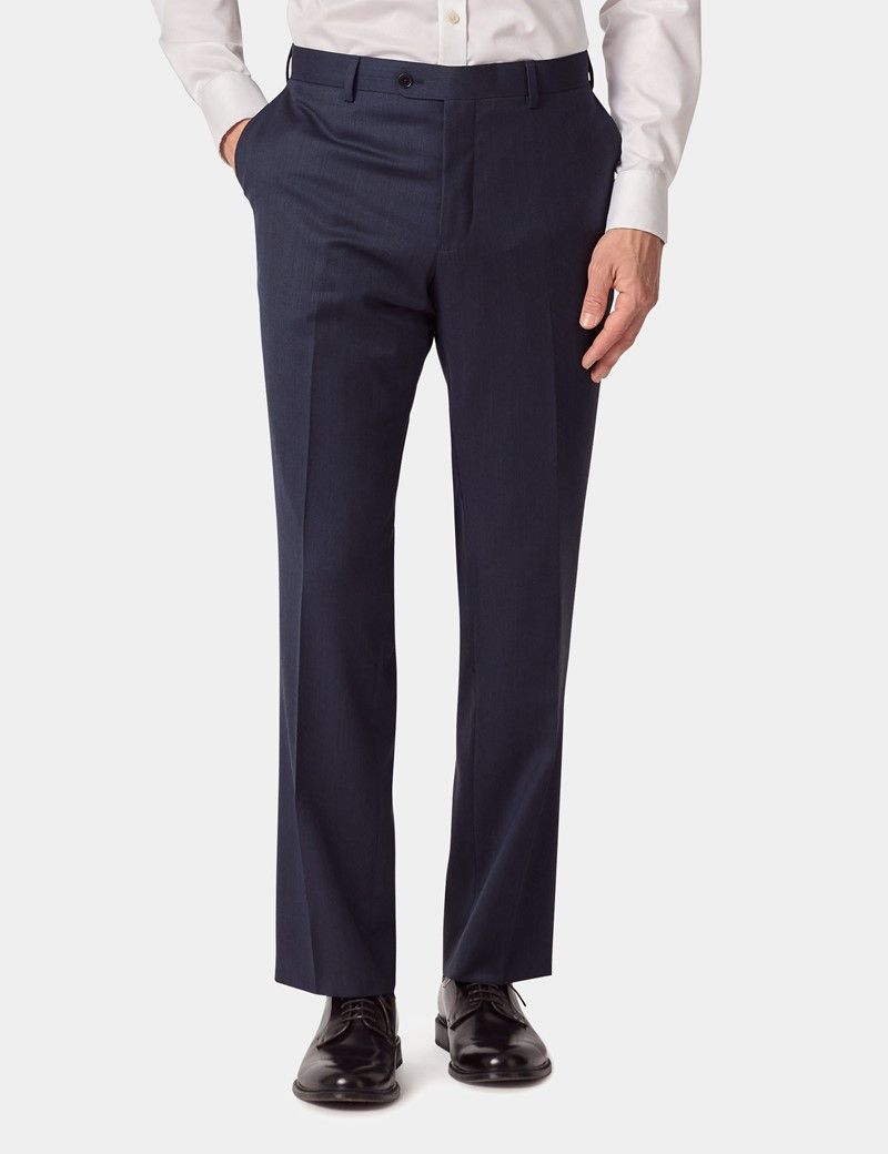 Tailored Fit Navy Sharkskin Suit Pants
