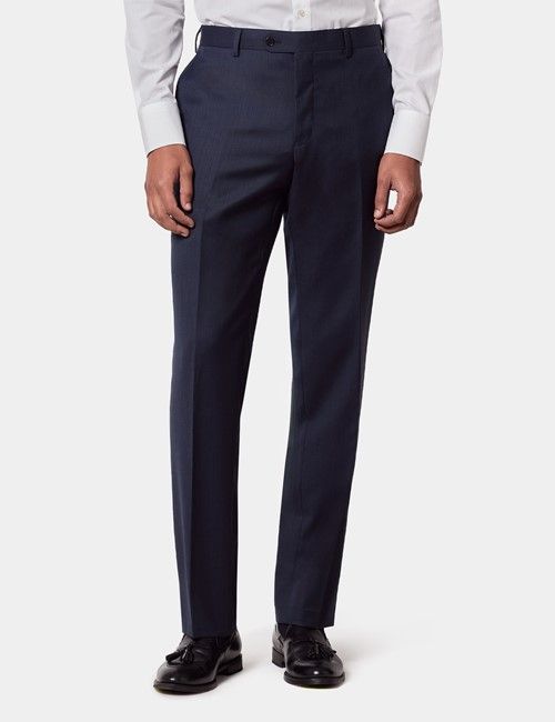 Slim Fit Navy & Red Check Pin Point Non-Iron Oxford Shirt